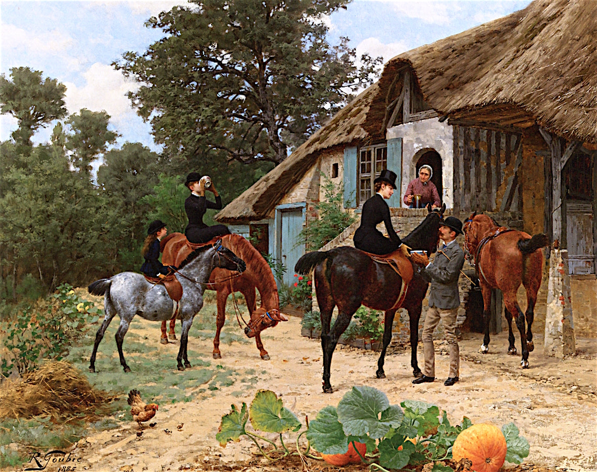 A Rest from the Ride, vintage artwork by Jean Richard Goubie, 12x8" (A4) Poster