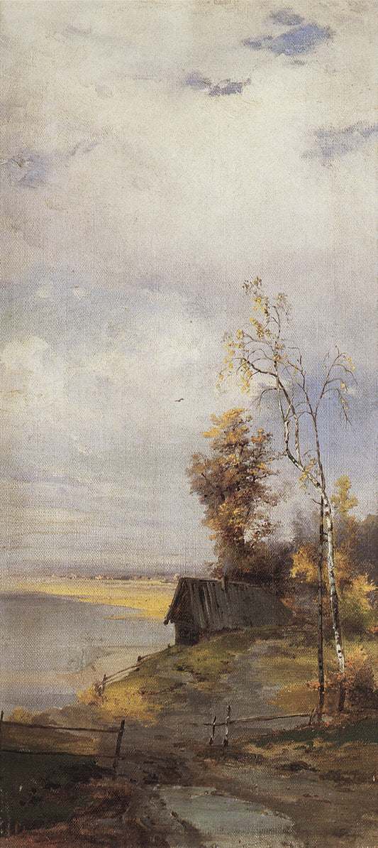 Landscape with a Hut, vintage artwork by Alexei Kondratyevich Savrasov, 12x8" (A4) Poster