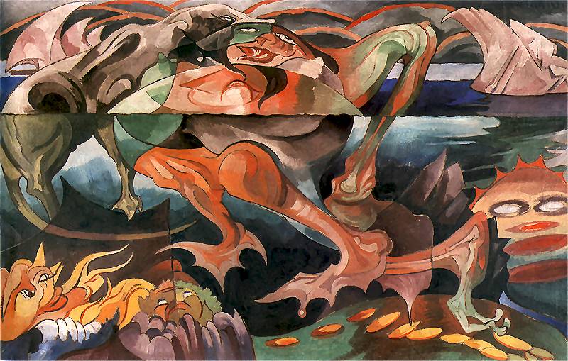 The Drowning, vintage artwork by Stanislaw Witkiewicz, 12x8" (A4) Poster