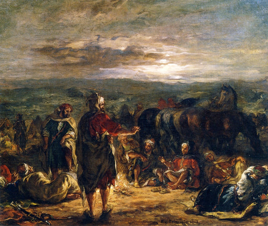 An Arab Camp at Night, vintage artwork by Eugène Delacroix, A3 (16x12") Poster Print
