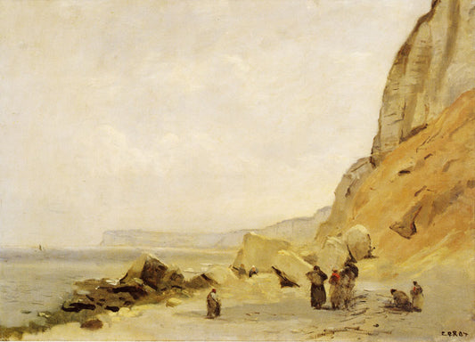 Chalk Cliffs at Yport, vintage artwork by Jean-Baptiste-Camille Corot, A3 (16x12") Poster Print