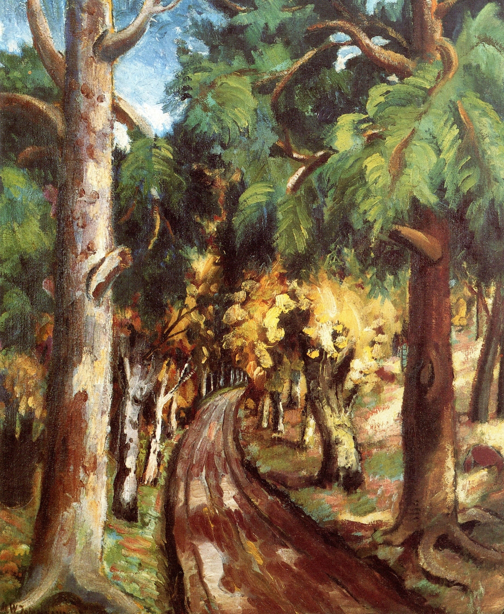 Forest Path, vintage artwork by Aksel Waldemar Johannessen, 12x8" (A4) Poster
