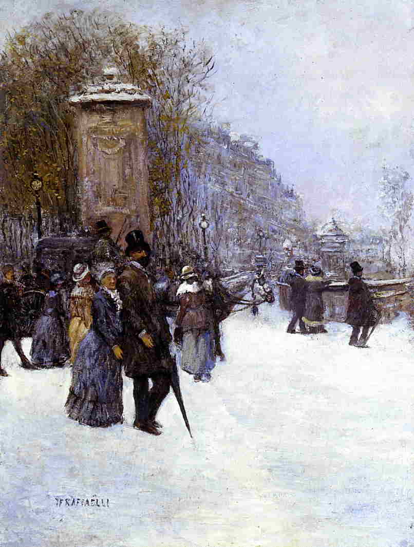Paris, Promenade, vintage artwork by Jean-François Raffaëlli, 12x8" (A4) Poster