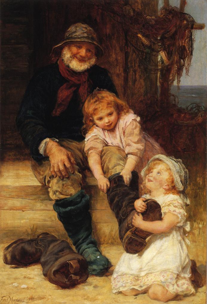 Helping Grandpa, vintage artwork by Frederick Morgan, 12x8" (A4) Poster