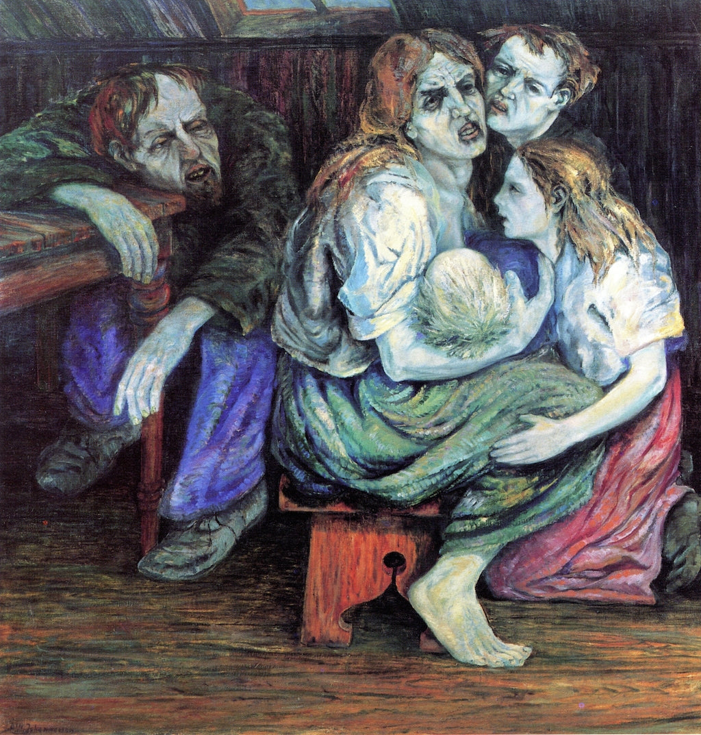 The Drinker's Family, vintage artwork by Aksel Waldemar Johannessen, 12x8" (A4) Poster