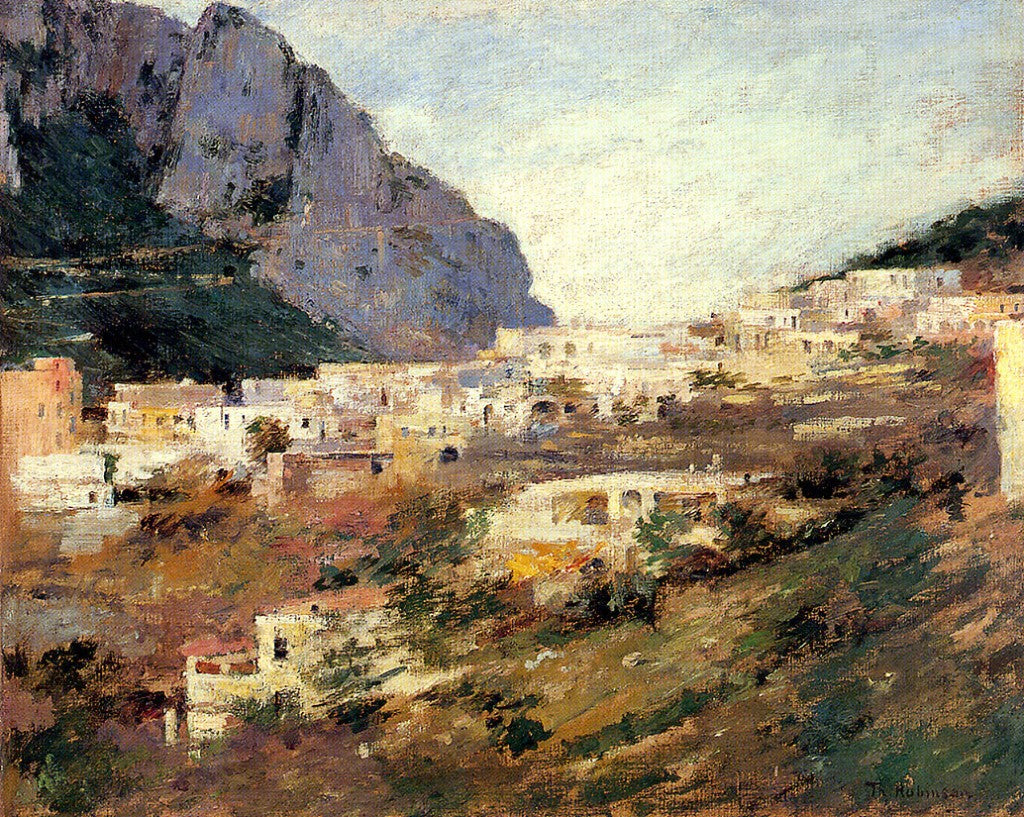 Capri and Mount Solaro, vintage artwork by Theodore Robinson, 12x8" (A4) Poster