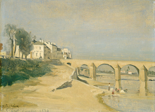 Bridge on the Saône River at Mȃcon, vintage artwork by Jean-Baptiste-Camille Corot, A3 (16x12") Poster Print