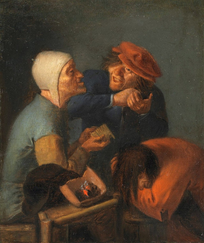 The Delousing, vintage artwork by Adriaen Brouwer, 12x8