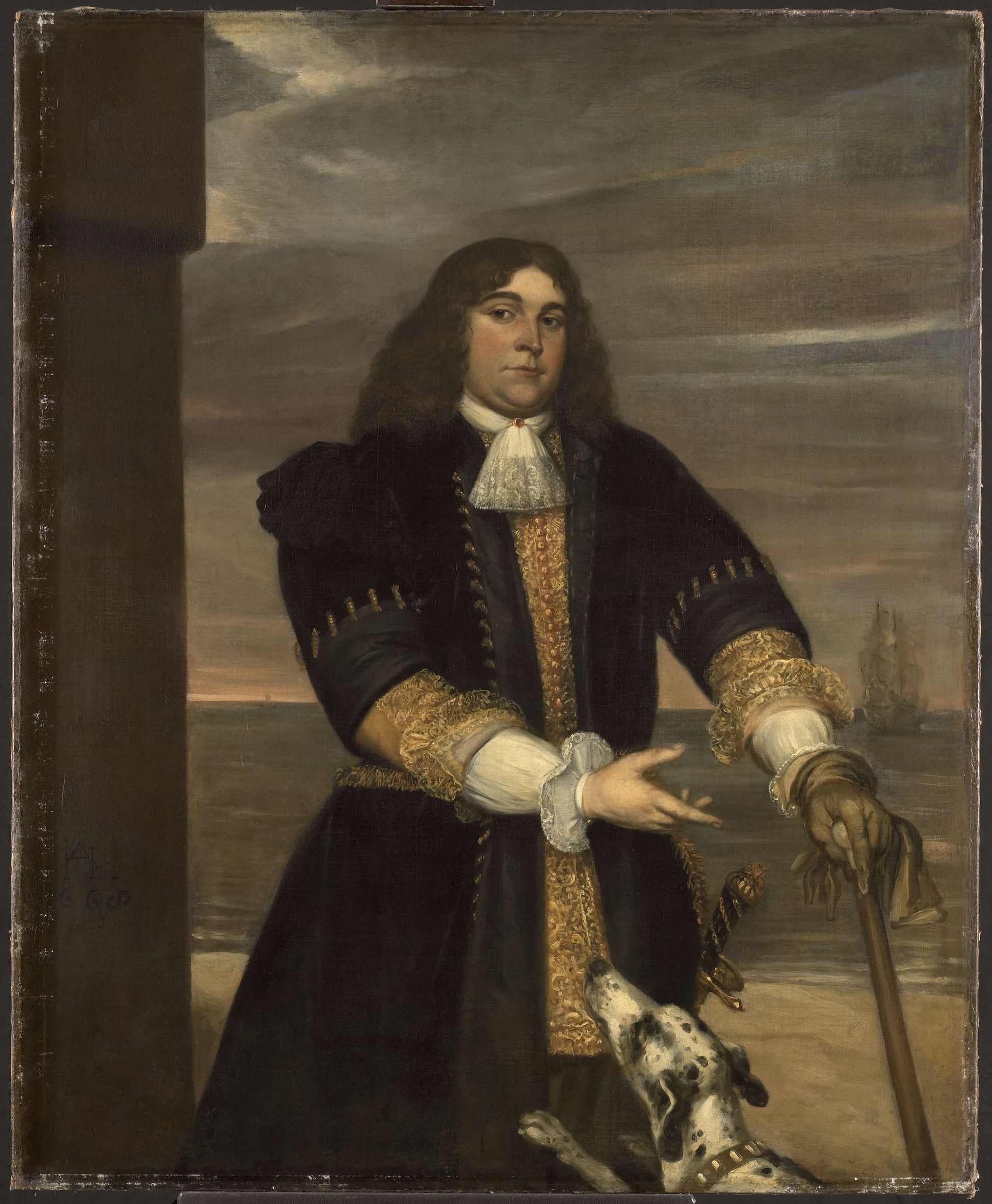 Portrait of Sea Captain Jan van Gelder, Stepson of Michiel Adriaensz de Ruyter, vintage artwork by Jan Lievens, 12x8" (A4) Poster