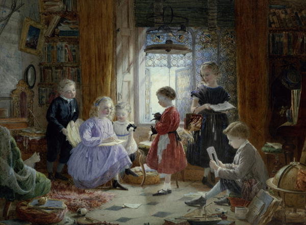 Schooltime, vintage artwork by William Jabez Muckley, 12x8" (A4) Poster