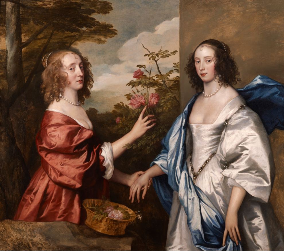 The Cheeke Sisters: Essex, Countess of Manchester (d. 1658) and Anne, Lady Rich (d. ca. 1655), daughters of Sir Thomas Cheeke, vintage artwork by Anthony van Dyck, 12x8" (A4) Poster