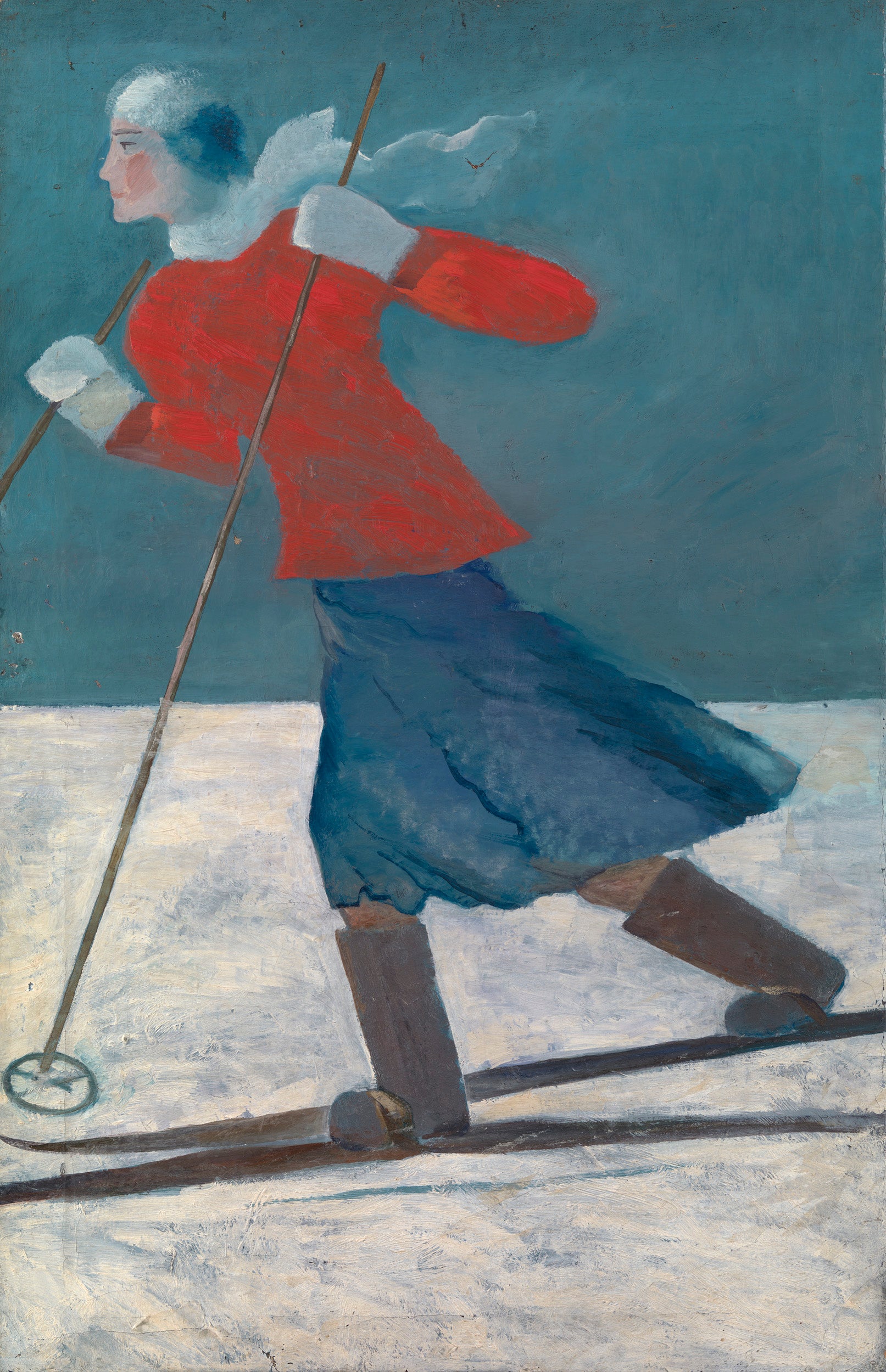 Skier, vintage artwork by Alexei Kravchenko, 12x8" (A4) Poster
