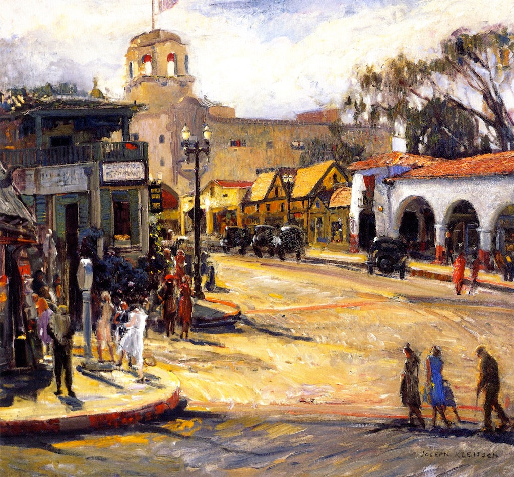 Laguna Avenue and Hotel Laguna, vintage artwork by Joseph Kleitsch, 12x8" (A4) Poster