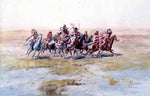 Cree War Party, vintage artwork by Charles Marion Russell, 12x8" (A4) Poster