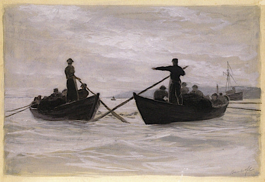 Menhaden Fishermen Casting the Seine by Milton Bancroft,A3(16x12")Poster
