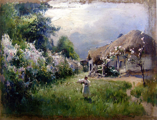Lilacs in Bloom, vintage artwork by Mikhail Berkos, 12x8" (A4) Poster