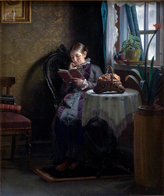 Anna Ancher Reading, vintage artwork by Michael Peter Ancher, 12x8" (A4) Poster