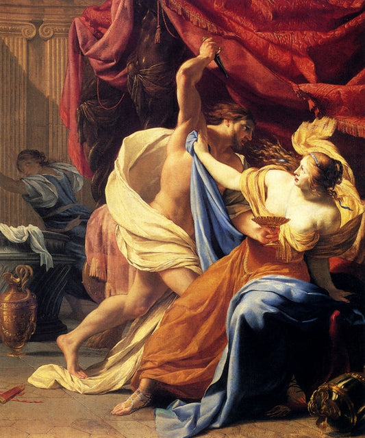 Lucretia And Tarquin, vintage artwork by Simon Vouet, 12x8" (A4) Poster