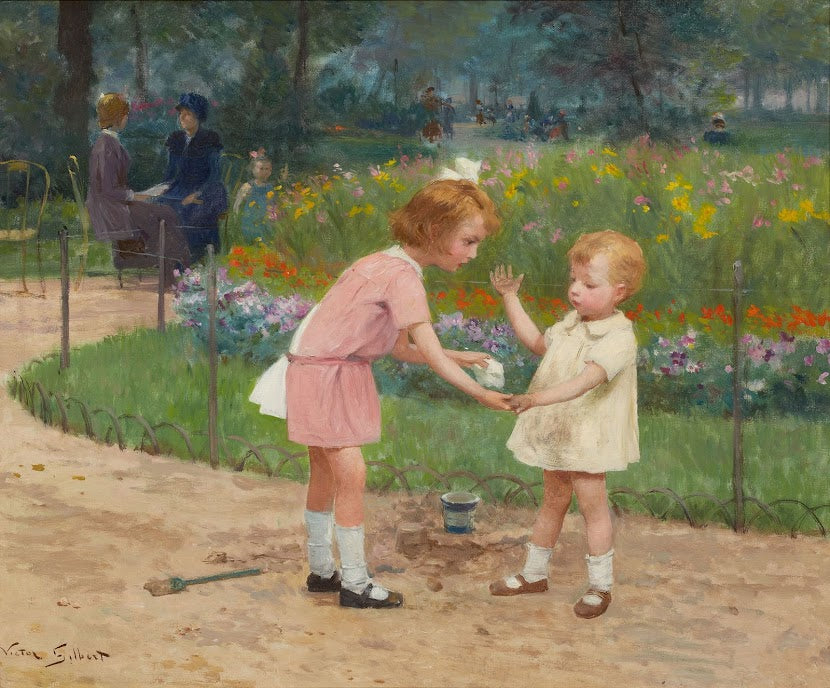 The Luxembourg Gardens, vintage artwork by Victor Gabriel Gilbert, 12x8" (A4) Poster