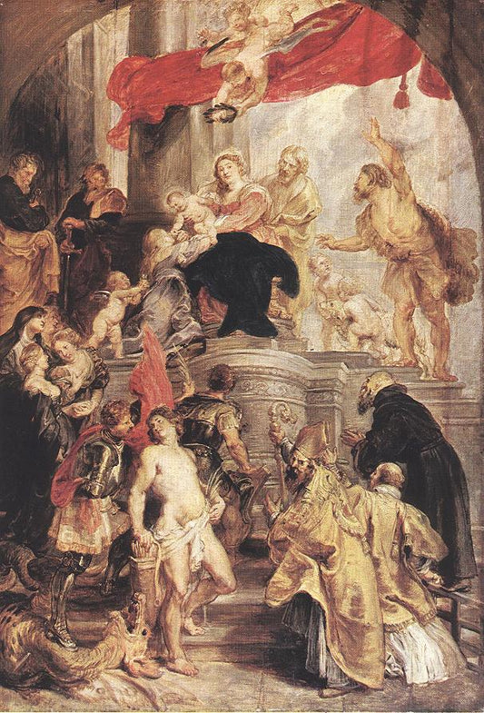 Bethrotal of St Catherine (sketch), vintage artwork by Peter Paul Rubens, 12x8" (A4) Poster