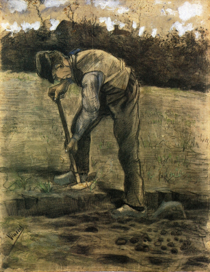 A Digger, vintage artwork by Vincent van Gogh, 12x8