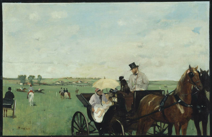 At the Races in the Countryside, vintage artwork by Edgar Degas, 12x8