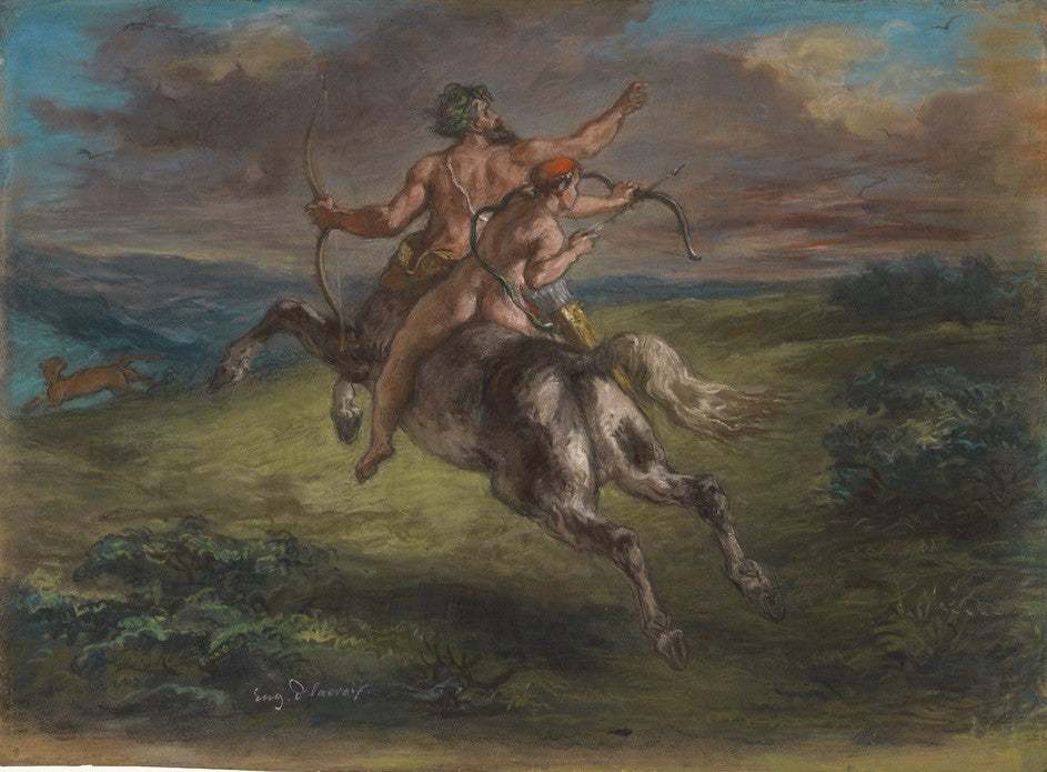 The Education of Achilles, vintage artwork by Eugène Delacroix, A3 (16x12") Poster Print