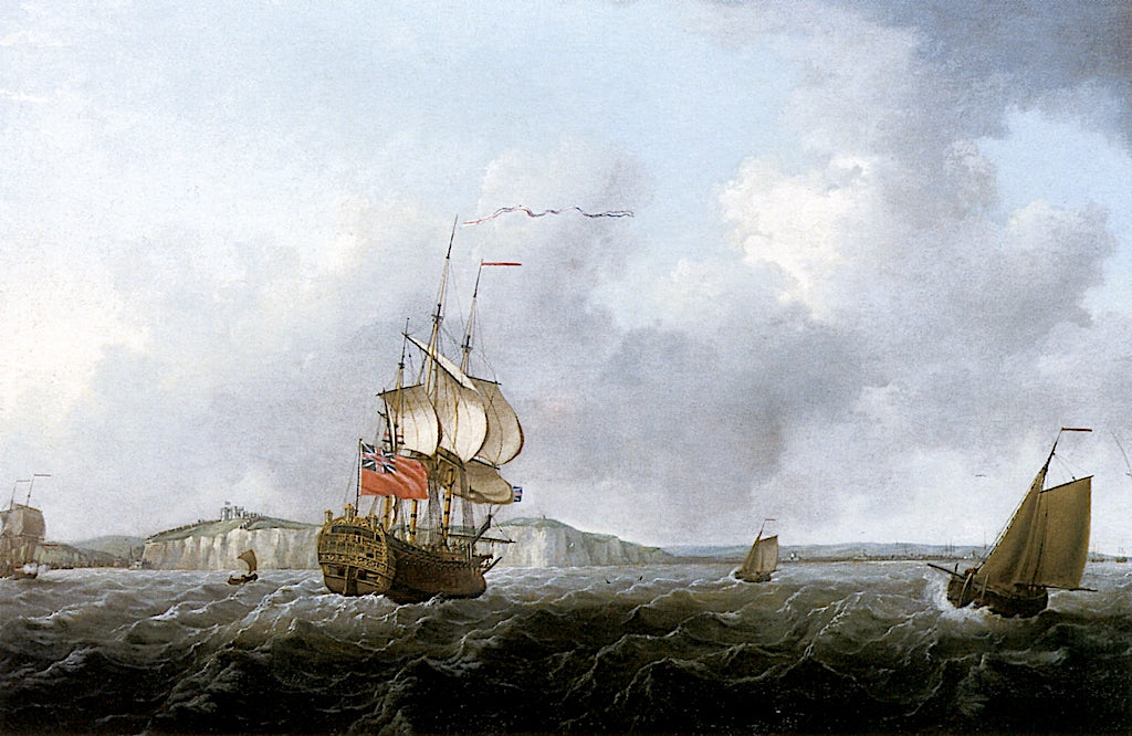 A Large Two-Decker and a Cutter off Dove, vintage artwork by Francis Swaine, 12x8" (A4) Poster