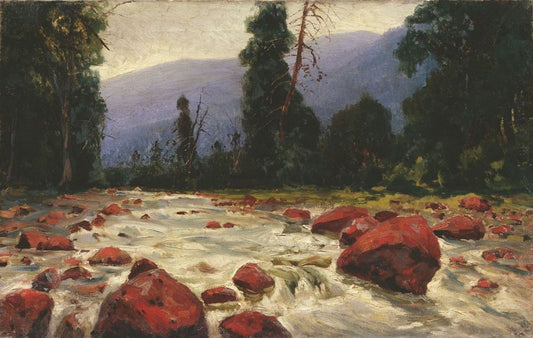 Red Stones of the Pokhabikha River, vintage artwork by Yakov Brovar, 12x8" (A4) Poster