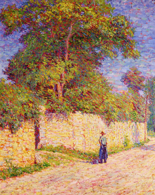 A Figure Resting on the Road at Giverny, vintage artwork by Wynford Dewhurst, 12x8" (A4) Poster