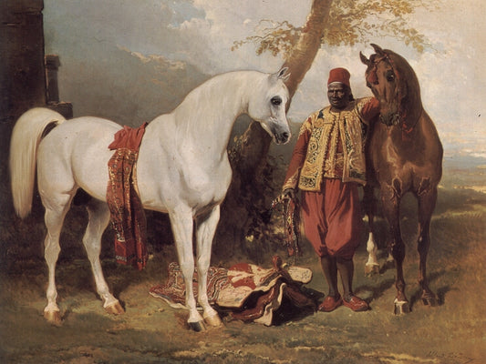 The Mounts of Abd el Kader, vintage artwork by Alfred de Dreux, A3 (16x12") Poster Print