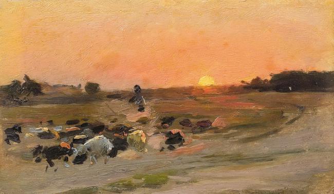 Sheperding the Flock, vintage artwork by Nikolai Pimonenko, 12x8" (A4) Poster
