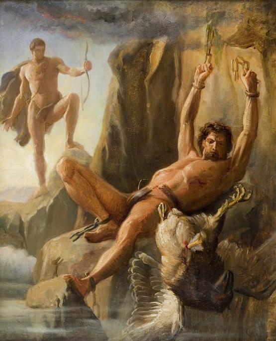 The Liberation of Prometheus (preliminary study), vintage artwork by Carl Heinrich Bloch, 12x8" (A4) Poster