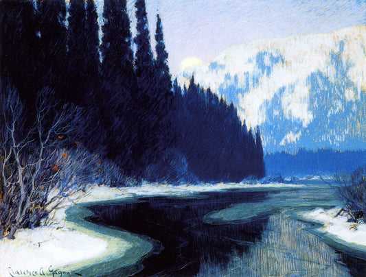 A Silent Stream of the North, vintage artwork by Clarence Gagnon, 12x8" (A4) Poster