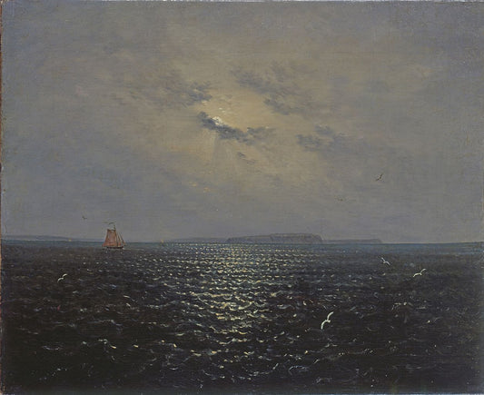 Moonlit night near the island of Rügen, vintage artwork by Carl Gustav Carus, A3 (16x12") Poster Print