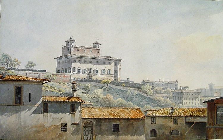 Villa Medici from S Anastasio, vintage artwork by John Warwick Smith, 12x8" (A4) Poster
