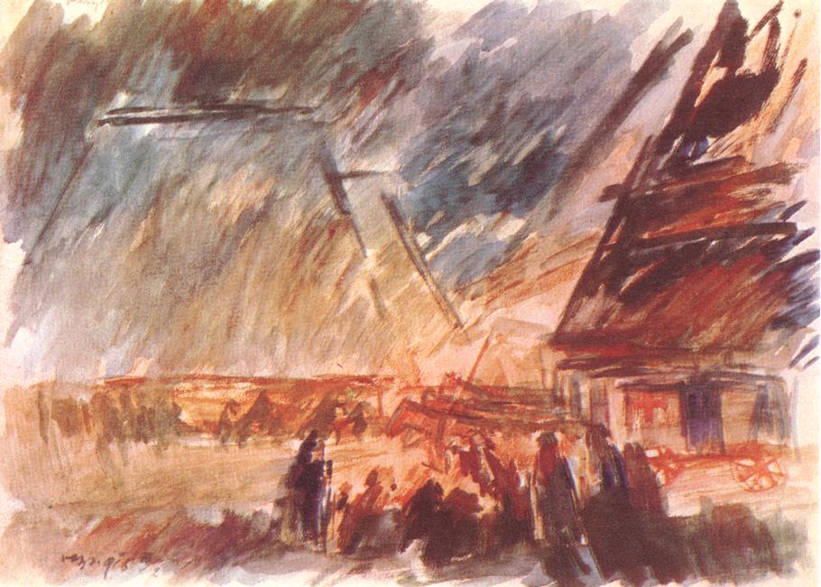 Soldiers in a Carpathian Village by Janos Vaszary,A3(16x12")Poster