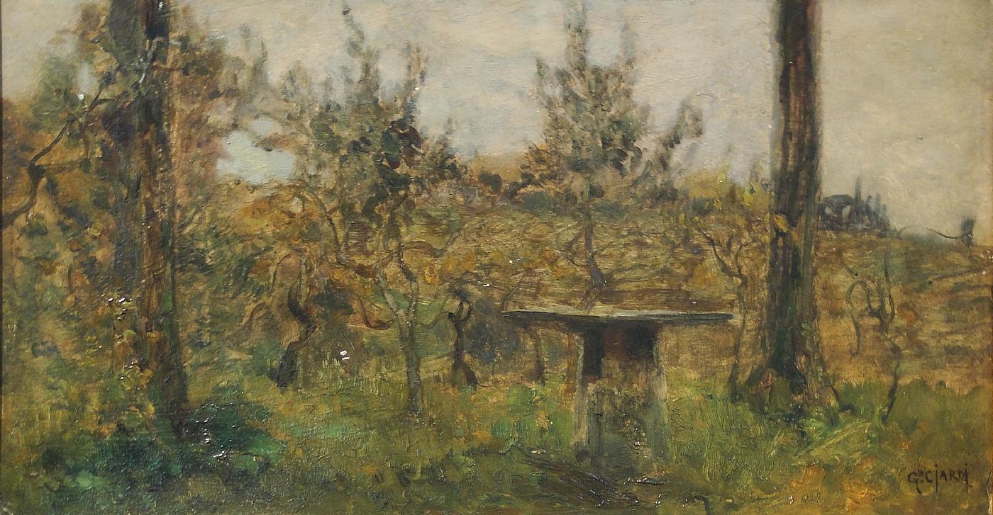Giardino a Sera Monteberico Vicenza, vintage artwork by Guglielmo Ciardi, 12x8" (A4) Poster