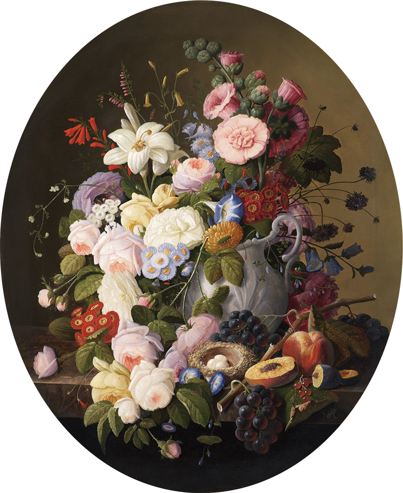 Still Life with a Bird's Nest, vintage artwork by Severin Roesen, A3 (16x12") Poster Print