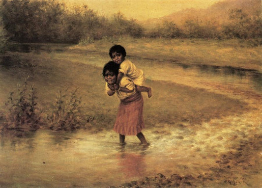 Eva and Greenie, vintage artwork by Grace Carpenter Hudson, 12x8" (A4) Poster