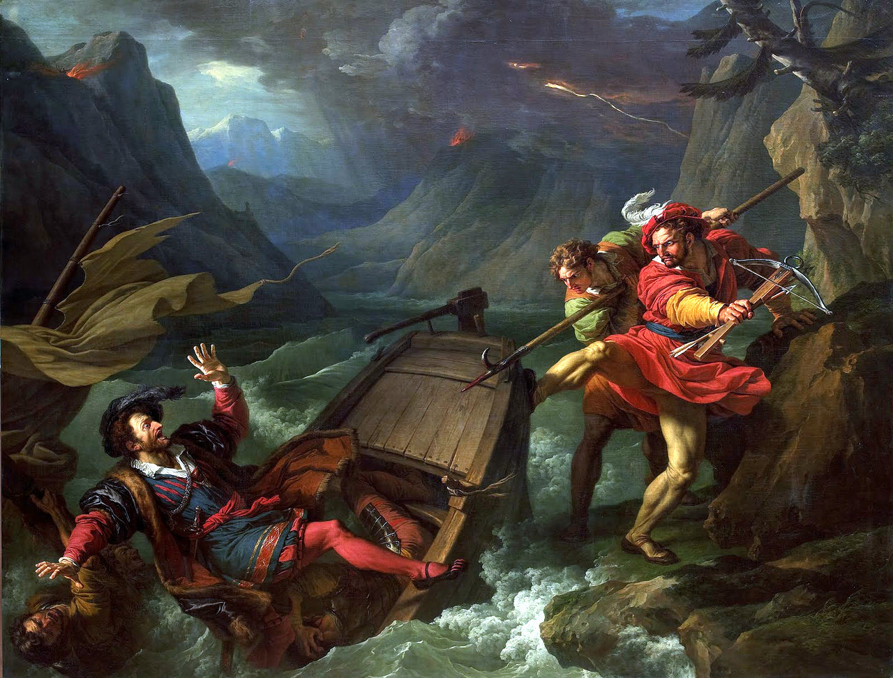 Guillaume Tell renversant la barque de Gessler, vintage artwork by François-Andre Vincent, 12x8" (A4) Poster