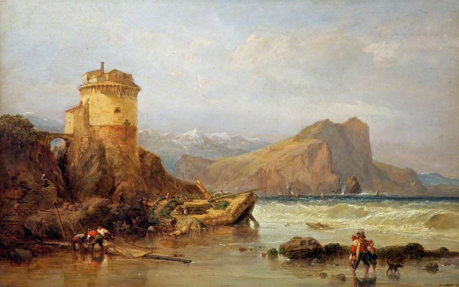 Gulf of Salerno, vintage artwork by Clarkson Frederick Stanfield, A3 (16x12") Poster Print