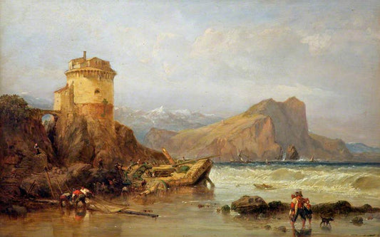 Gulf of Salerno, vintage artwork by Clarkson Frederick Stanfield, A3 (16x12") Poster Print
