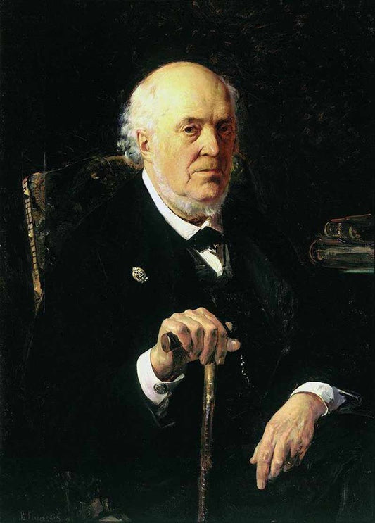 Portrait of E.I.Makovsky, vintage artwork by Vladimir Yegorovich Makovsky, 12x8" (A4) Poster