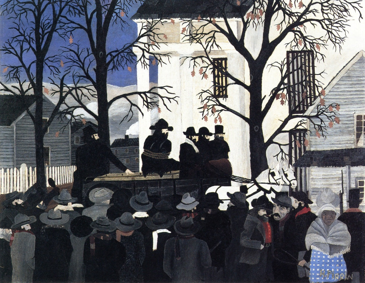 John Brown Going to His Hanging, vintage artwork by Horace Pippin, 12x8" (A4) Poster