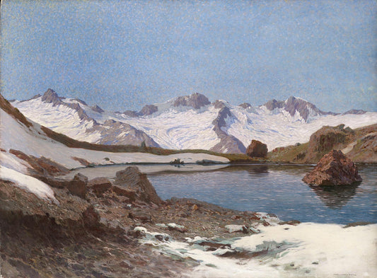 The Zillertal Alps seen from Schwarzsee,, vintage artwork by Karl-Ludwig Prinz, 12x8" (A4) Poster