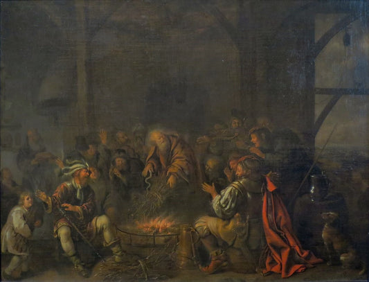 The Apostle Paul on the Island of Melit, vintage artwork by Jan Miense Molenaer, 12x8" (A4) Poster