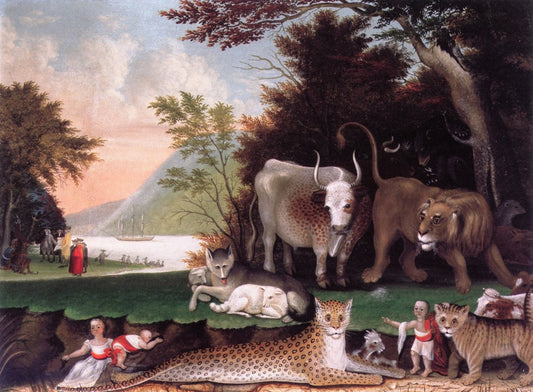 The Peaceable Kingdom, vintage artwork by Edward Hicks, 12x8" (A4) Poster