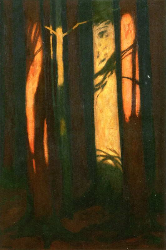 Forest Painting, vintage artwork by Hans Emmenegger, 12x8" (A4) Poster