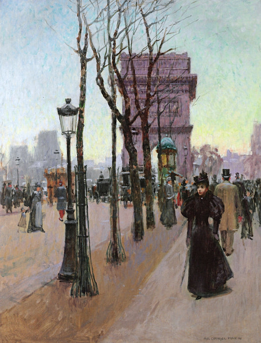 Paris - Arc de Triomphe, vintage artwork by Paul Cornoyer, 12x8" (A4) Poster